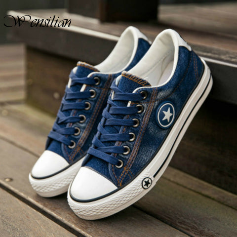 Denim Sneakers Men Vulcanize Shoes Lace Up Canvas Trainers  Men Casual Shoes Anti Slip Sneaker Male Flats Tenis Masculino 2020